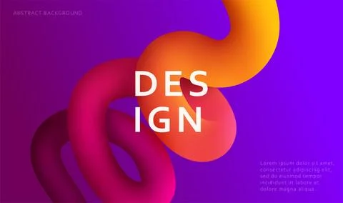Abstract background with 3d fluid dynamic shapes and vibrant gradients. Moder Stock Illustration