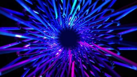 Abstract background 3D futuristic round grid structure running lights flashes Stock Footage 154090351