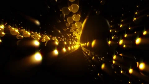 Abstract background 3D gold balls structure rotate transform in space loop Video stock 148844483