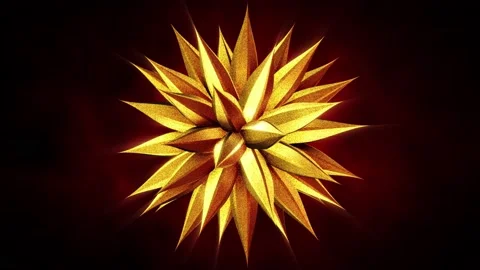 Abstract background 3D gold flower shiny structure rotates in space loop Stock Footage 149732756
