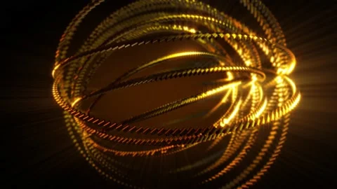 Abstract background 3D gold shiny structure rotate transform in space loop Stock Footage 148844327