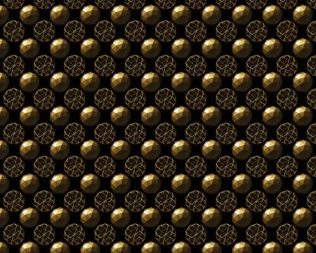 Abstract background with 3d golden spheres Illustrazione stock