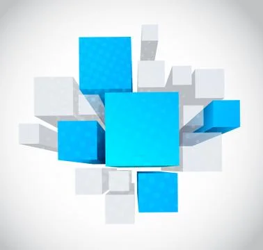 Abstract background with 3d gray and blue cubes Stock Illustration