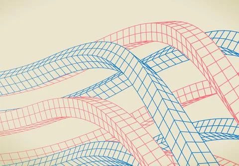 Abstract background with 3D grid lines waving Illustrazione stock