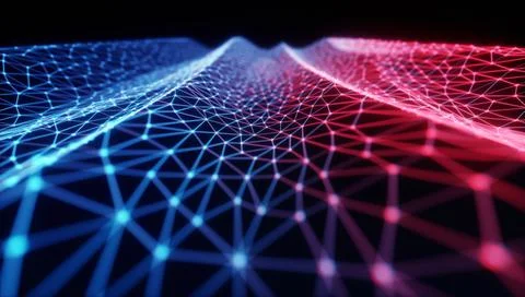 Abstract Background 3D Hologram Network Connection Stock Illustration