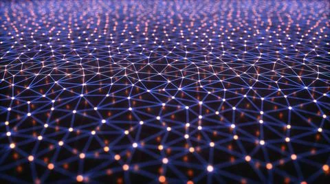 Abstract Background 3D Hologram Network Connection Stock Illustration