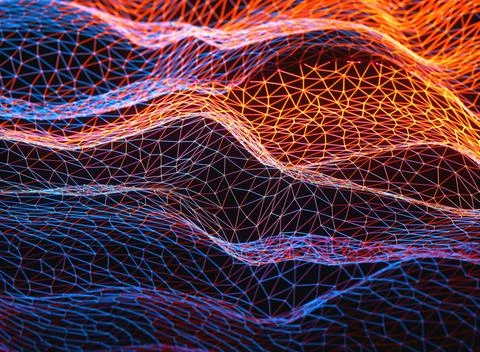 Abstract Background 3D Hologram Network Connection Stock Illustration