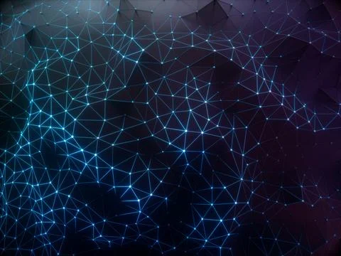 Abstract Background 3D Hologram Network Connection Stock Illustration
