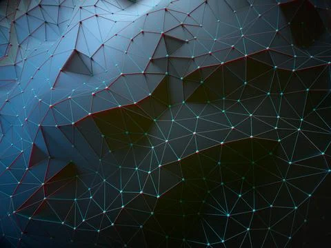 Abstract Background 3D Hologram Network Connection Stock Illustration