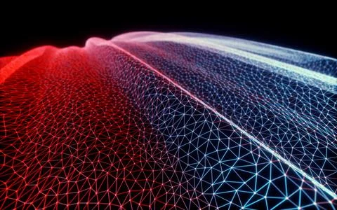Abstract Background 3D Hologram Network Connection Stock Illustration