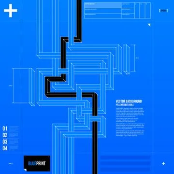 Abstract background with 3d lines and stripes in blueprint style. EPS10 Stock Illustration