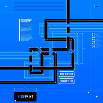 Abstract background with 3d lines and stripes in blueprint style. EPS10 Stock Illustration