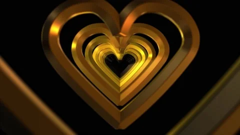 Abstract background 3D moving through shiny golden hearts tunnel animation. Stock-Footage 154688358