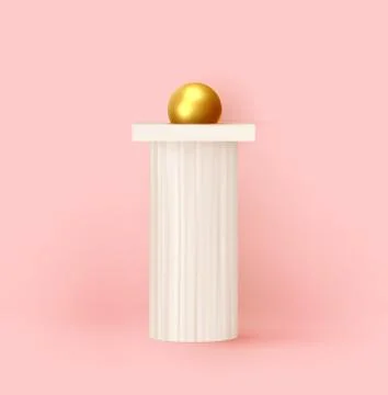 Abstract background with 3d realistic objects design. Interior art installati Stock Illustration