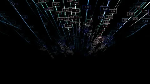 Abstract background 3d rendering with glow lines  and random numbers in dar.. Stock Footage 345340617