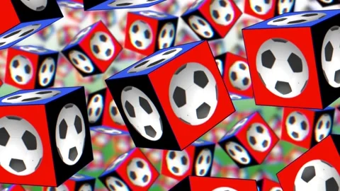 Abstract background with 3d rotating soccer cubes Stock Footage 337938308