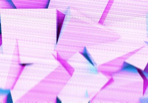 Abstract background with 3D shapes and broken tv glitch effect Stock Illustration