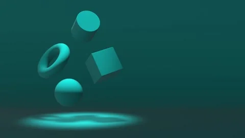 Abstract background with 3D shapes floating in zero gravity Stock Footage 255001640