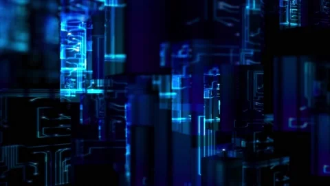 Abstract background 3D shiny blocks of digital data flow in space loop Video stock 149347461