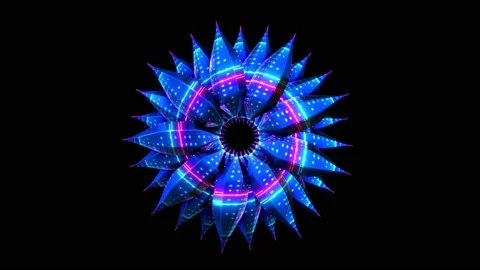 Abstract background 3D shiny blue flower structure rotates in space Vidéo 153756459