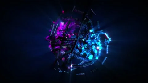 Abstract background 3D shiny futuristic tangled elements object transforms Stock Footage 154090260