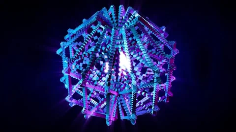 Abstract background 3D shiny geometry structure builds up and transforms loop Vidéo 151442014