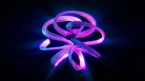 Abstract background 3D shiny geometry knot blue structure transforms loop Видео 152873390