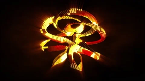 Abstract background 3D shiny geometry knot gold structure transforms loop Видео 152873402