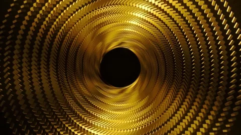 Abstract background 3D shiny gold structure rotate and transform in space loop Stock Footage 149355557