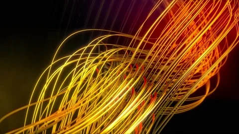 Abstract background 3D shiny gold fiber structure rotate transform in space loop Stock Footage 149355896