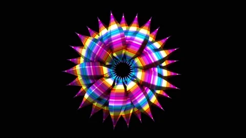 Abstract background 3D shiny multicoloured flower structure rotates in space Vidéo 154089854
