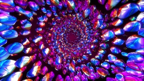 Abstract background 3D shiny spiral and concentric shapes moving and glittering Stock-Footage 154688411