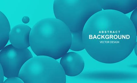 Abstract background with 3d turquoise balls. Colorful bubbles pattern, futuri Stock Illustration