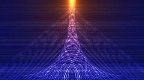 Abstract background 3D wireframe tower skyscrapers frome blue lines in busine Stock Illustration