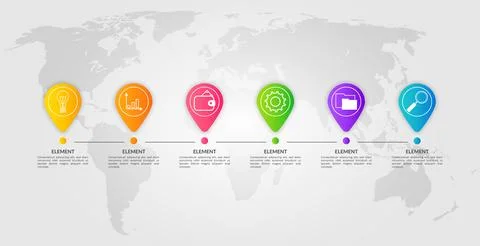 Abstract background with 6 steps, parts, options, processes, infographic Stock Illustration