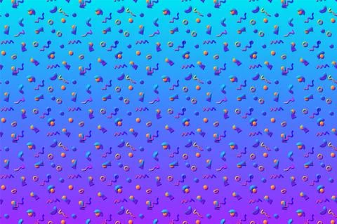 Abstract background with 80s memphis geometics style pattern and vibrant psyc Stock Illustration