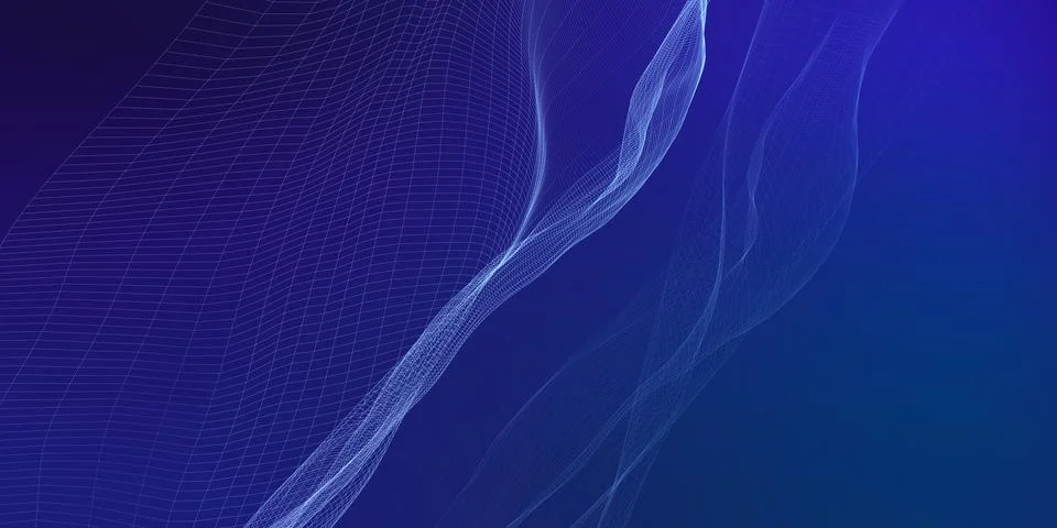 Abstract background. Abstract wireframe waves. 3d render Stock Photos