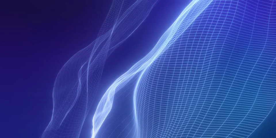 Abstract background. Abstract wireframe waves. 3d render Stock Photos