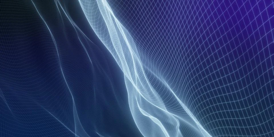 Abstract background. Abstract wireframe waves. 3d render Stock Photos