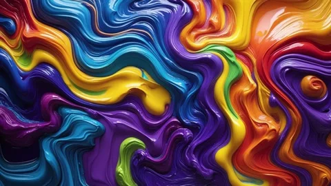 Abstract background of acrylic paint melting and moving randomly in a combin Видео 313248958