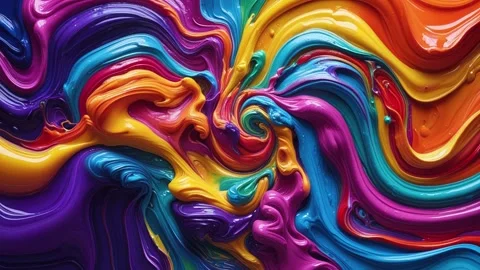 An abstract background of acrylic paint that melts and moves randomly in a c Видео 313249112
