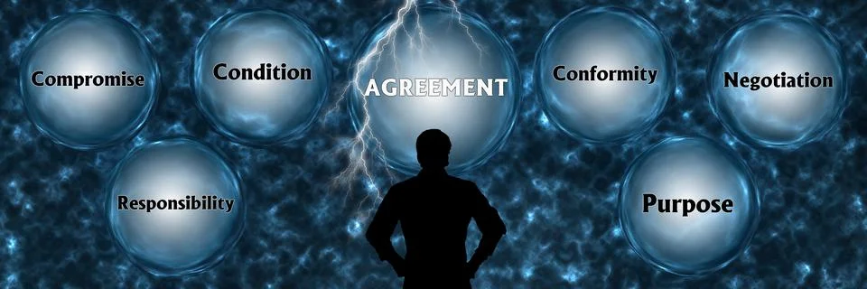 Abstract background with AGREEMENT concept. Thinking, Success and Creativity. Stock Illustration