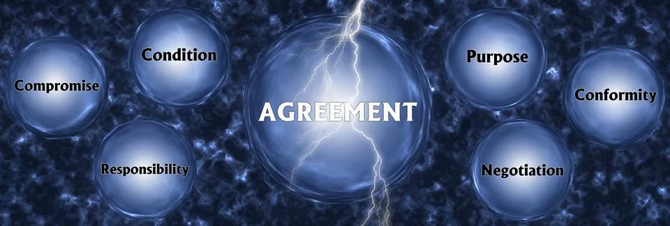 Abstract background with AGREEMENT concept. Thinking, Success and Creativity. Stock Illustration