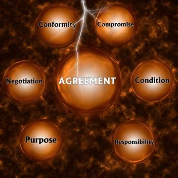 Abstract background with AGREEMENT concept. Thinking, Success and Creativity. Stock Illustration