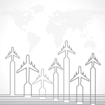 Abstract background with airplane and map stock vector Stock Illustration