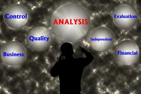 Abstract background with ANALYSIS concept. Thinking, Success and Creativity. Illustrazione stock