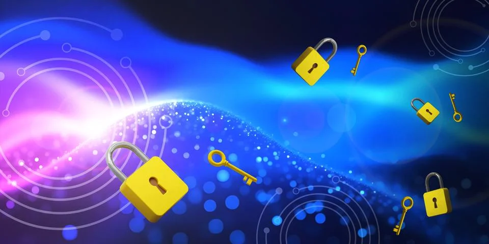 Abstract background and technology. Security protection concept with locks Stock Illustration