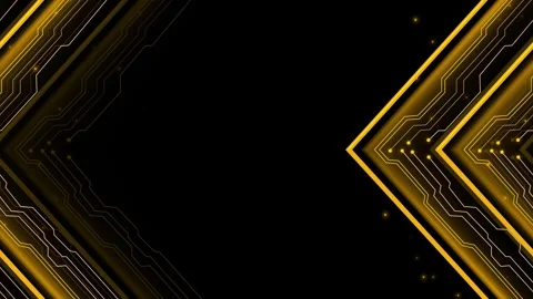 Abstract background with angular golden circuit-like chevrons pointing righ.. 스톡 동영상 333919713