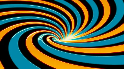 Abstract background with animated hypnotic hurricane of blue and orange stripes Stock-Footage 175920197