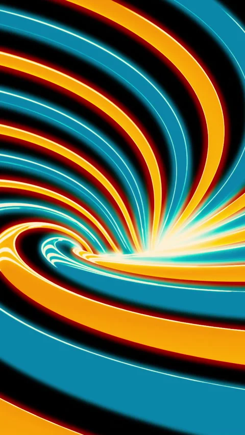 Abstract background with animated hypnotic hurricane of blue and orange stripes Stock-Footage 278390370
